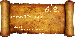 Orgonás Ubul névjegykártya